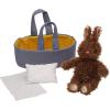Manhattan Toy Moppettes Beau Bunny Stuffed Animal Nurturing Playset with Bunny Plush Toy, Fabric Bassinet, Blanket & Pillow(Beau Bunny)