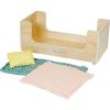 Manhattan Toy Sleep Tight Wooden Play Sleigh Bed with Pillow and Blanket for Dolls and Stuffed Animals(Night Night)