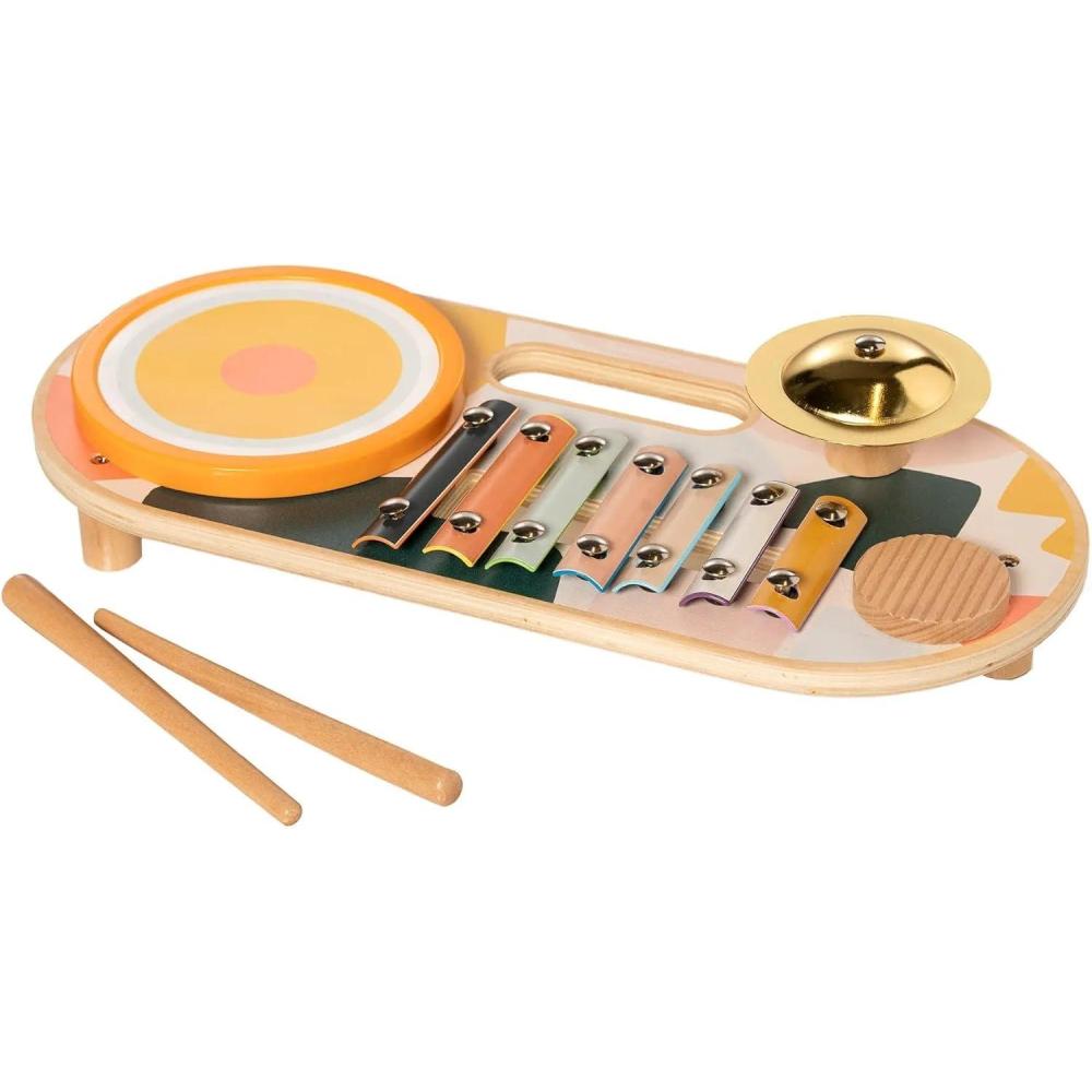 imageManhattan Toy Beats to Go Wooden Toddler and Preschool Musical Learning Toy Xylophone Drum Cymbal and Washboard