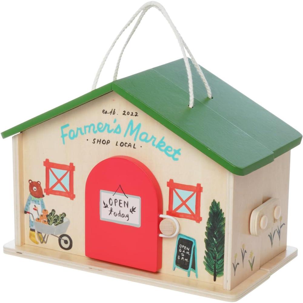 imageManhattan Toy Farmers Market Day 12Piece Portable Wooden Toy Figure Pretend Shopping Playset