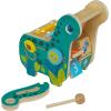 Manhattan Toy Musical Chicken Wooden Instrument for Toddlers with Xylophone, Drumsticks, Cymbal and Maraca,Blue(Dinosaur)
