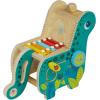 Manhattan Toy Musical Chicken Wooden Instrument for Toddlers with Xylophone, Drumsticks, Cymbal and Maraca,Blue(Dinosaur)