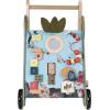 Manhattan Toy Wildwoods Owl Wooden Push Cart with Shape Sorter and Basket, Serrated Oval, Spinners, Bead Run and More Medium