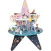 Manhattan Toy Double-Decker Celestial Star Explorer Wooden Activity Center with Shape Gliders, Spinners, Bead Runs and Alluring Artwork