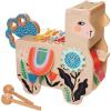 Manhattan Toy Musical Chicken Wooden Instrument for Toddlers with Xylophone, Drumsticks, Cymbal and Maraca,Blue(Llama)