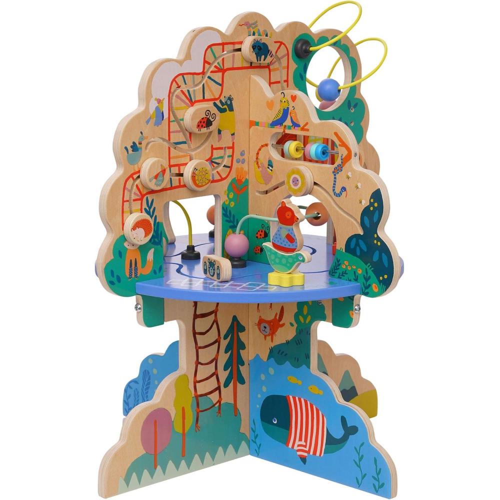 imageManhattan Toy Playground Adventure Wooden Toddler Activity Center with Gliders Abacus Track Spinners Spring Toys and Bead RunsActivity Center