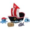 Manhattan Toy Neoprene Crab 5-Piece Floating Spill n Fill Bath Toy with Quick Dry Sponges and Squirt Toy(Pirate Ship)