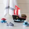 Manhattan Toy Neoprene Crab 5-Piece Floating Spill n Fill Bath Toy with Quick Dry Sponges and Squirt Toy(Pirate Ship)