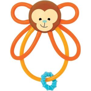 Manhattan Toy Zoo Animal Winkel Owl Multicolor Rattle & Sensory Teether for Baby and Toddler(Monkey)