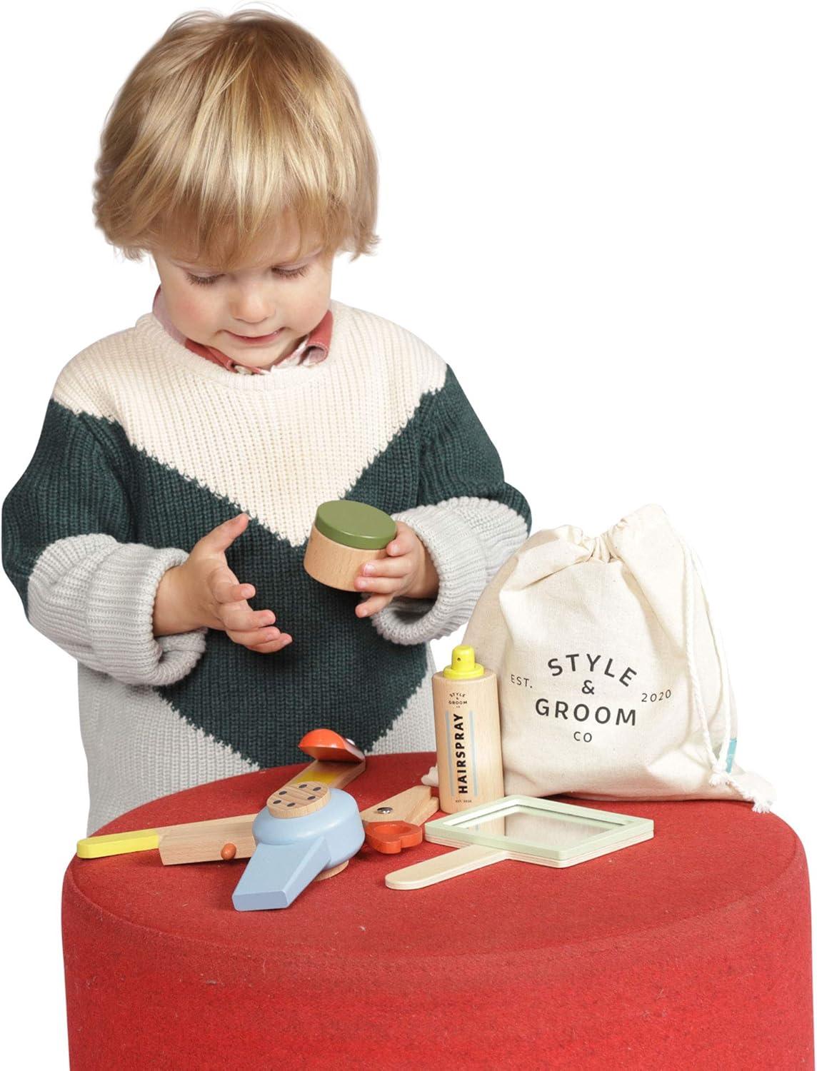 imageManhattan Toy Style ampamp Groom 9 Piece Wooden Toddler ampamp Kids Pretend Play Hair Styling ampamp Grooming Kit