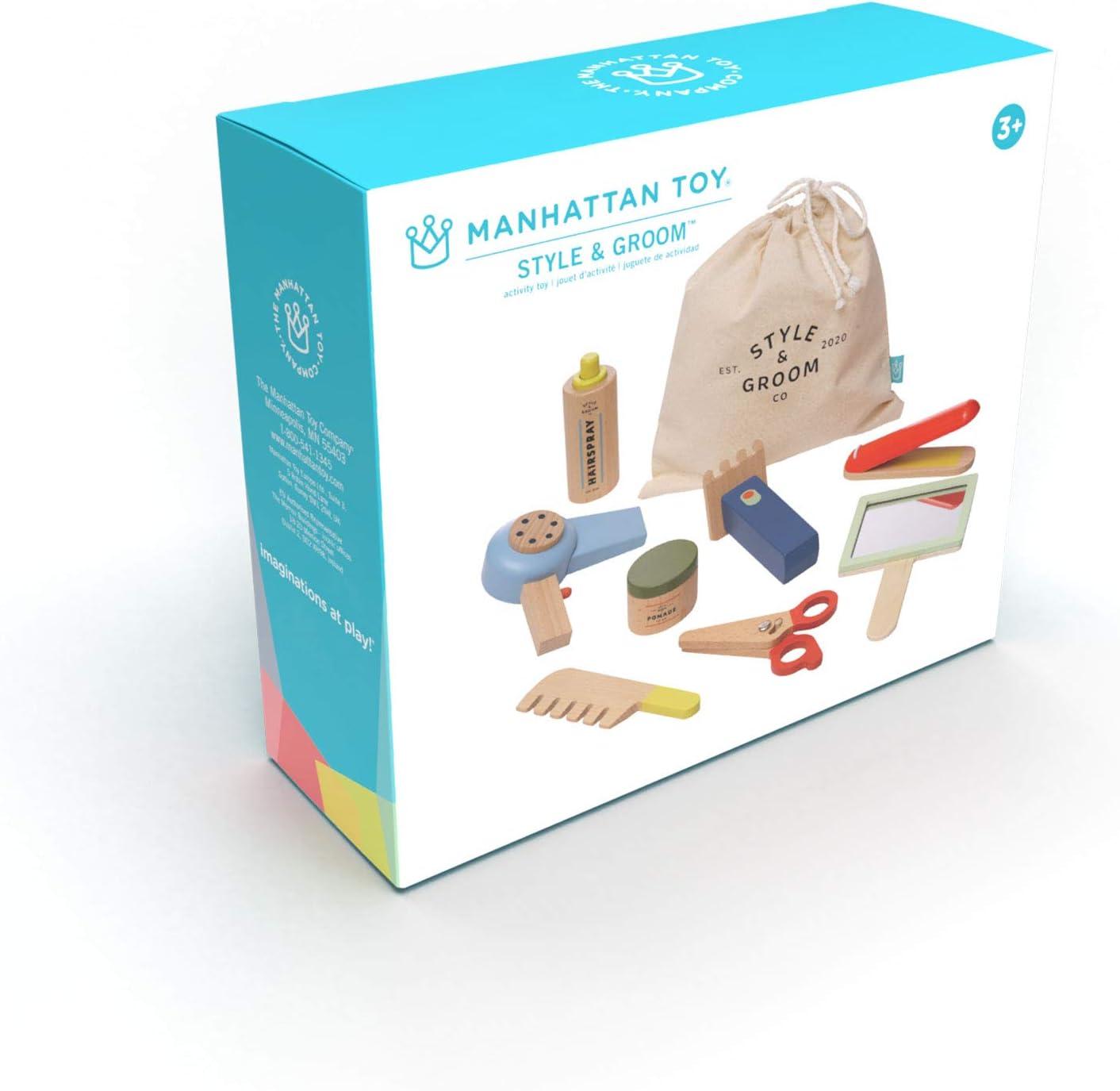 imageManhattan Toy Style ampamp Groom 9 Piece Wooden Toddler ampamp Kids Pretend Play Hair Styling ampamp Grooming Kit