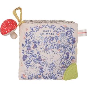 Manhattan Toy Deer One Soft Activity Crinkle Book & Fold Out Pat Mat for Baby, Toddler with Squeaker, Discovery Mirror and Teether