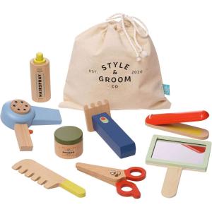 Manhattan Toy Style & Groom 9 Piece Wooden Toddler & Kids Pretend Play Hair Styling & Grooming Kit