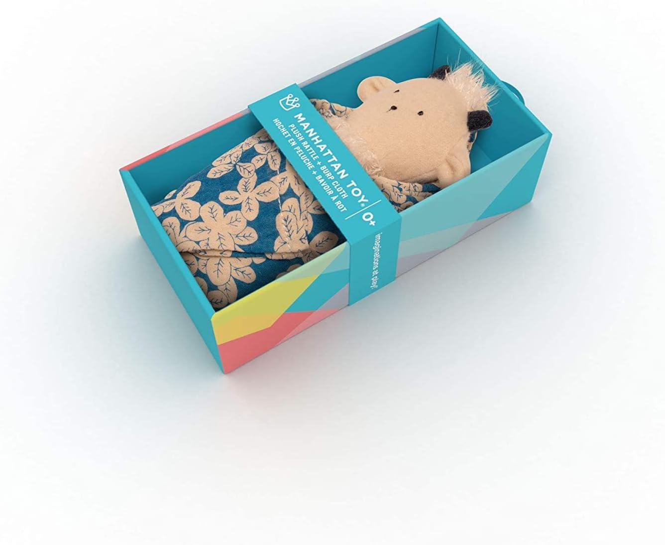 imageManhattan Toy Embroidered Plush Bunny Baby Rattle  Soft Cotton Burp Cloth 16 x 16 InchesGoat