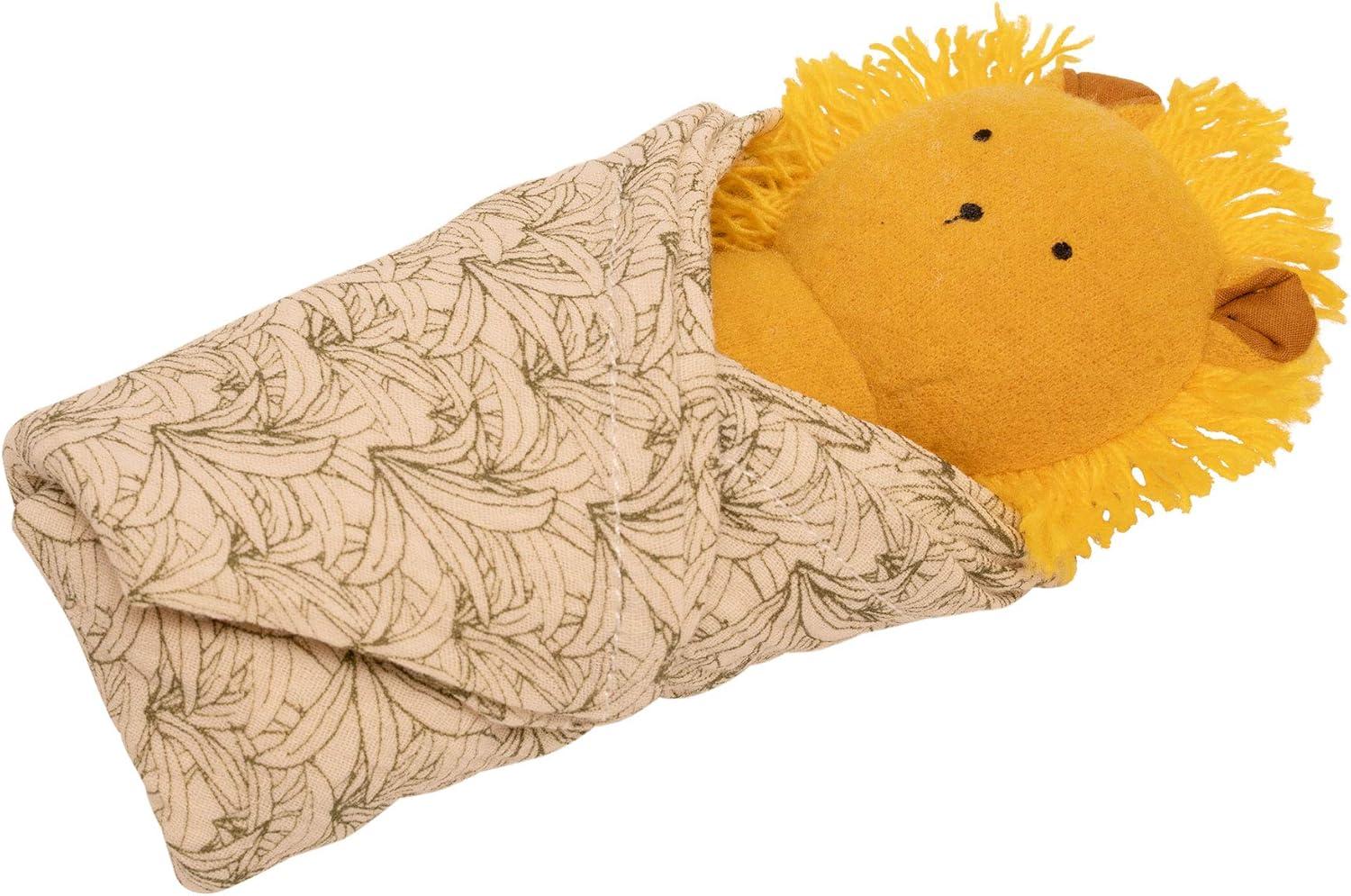 imageManhattan Toy Embroidered Plush Bunny Baby Rattle  Soft Cotton Burp Cloth 16 x 16 InchesLion