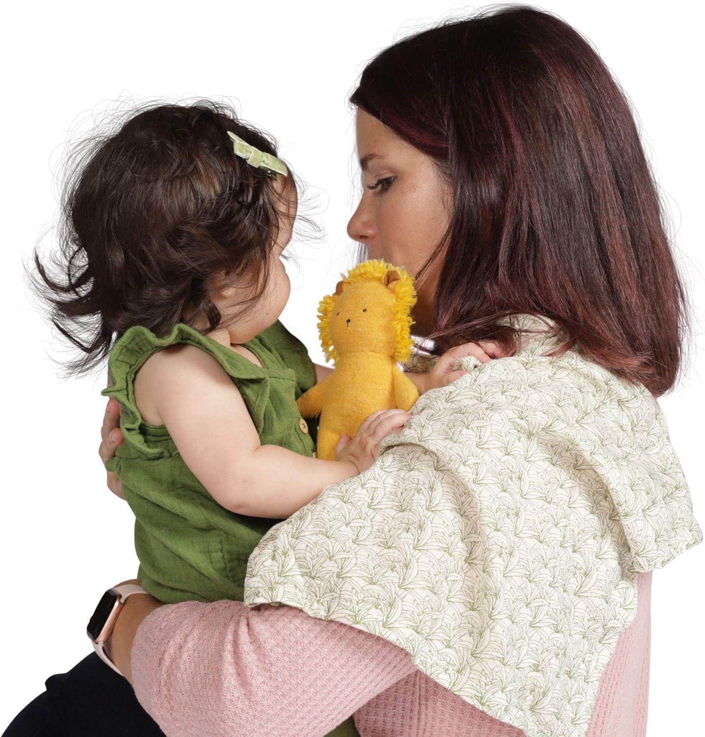 imageManhattan Toy Embroidered Plush Bunny Baby Rattle  Soft Cotton Burp Cloth 16 x 16 InchesLion