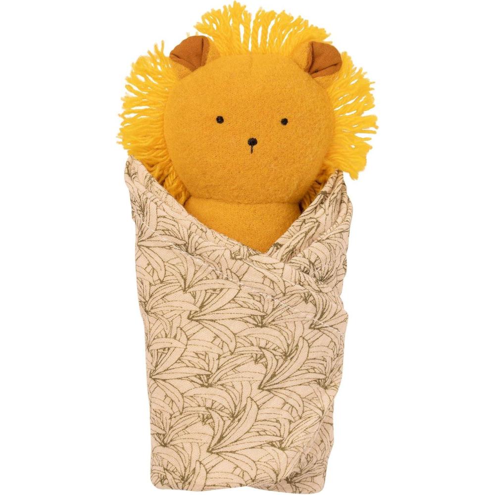 imageManhattan Toy Embroidered Plush Bunny Baby Rattle  Soft Cotton Burp Cloth 16 x 16 InchesLion