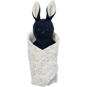 Manhattan Toy Embroidered Plush Bunny Baby Rattle + Soft Cotton Burp Cloth, 16 x 16 Inches(Bunny)