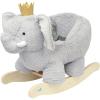 Manhattan Toy Plush Elephant Wooden Rocking Toy with Crown, Adjustable Seat Belt and Wooden Hand Grips Large(Elephant)