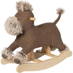 Manhattan Toy Plush Elephant Wooden Rocking Toy with Crown, Adjustable Seat Belt and Wooden Hand Grips Large(Terrier)