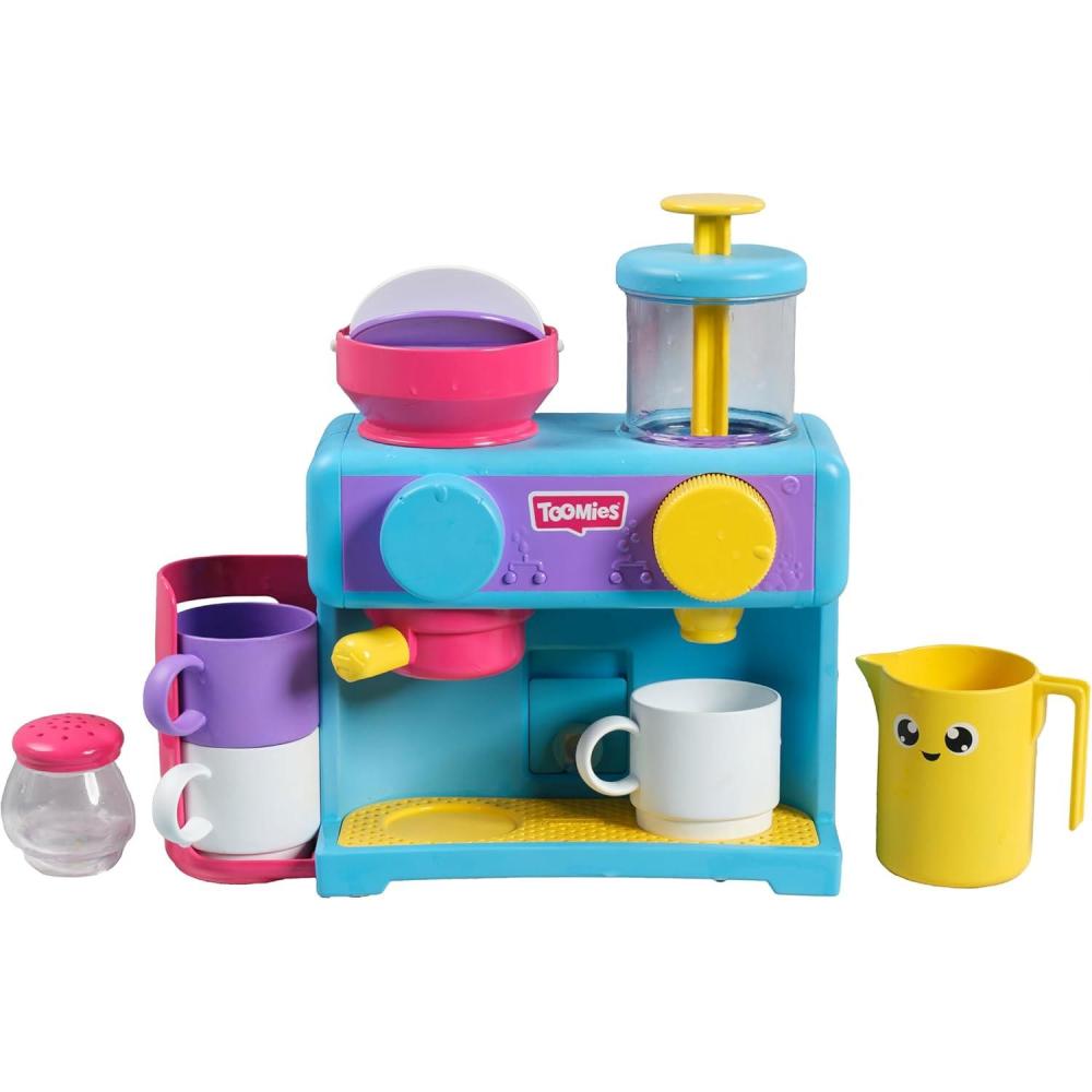 imageTOMY Toomies Machine caf pour le bain Jouet de bain pour bb Jouet pour baignoire fixer au mur Coffret dinette enfant qui comprend 3 tasses 1 pot et 1 shaker partir de 18 moisBarista de bain