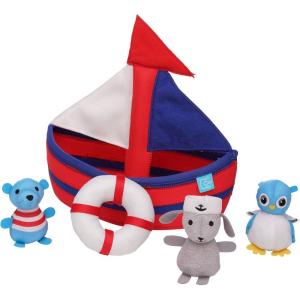 Manhattan Toy Néoprène Voilier 4 pièces Flottant Spill n Fill Jouet de Bain avec éponges à séchage Rapide et Jouet Squirt(Voilier)