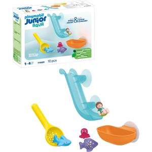 Playmobil 71689 Junior Aqua : Grand Toboggan Aquatique et Animaux Marins – incluant Un bébé Requin, des Poissons et Une Pieuvre – Jouet fabriqué à partir de matière d&rsquo;origine végétale – Dès 12 Mois(Attrapez les animaux marins)