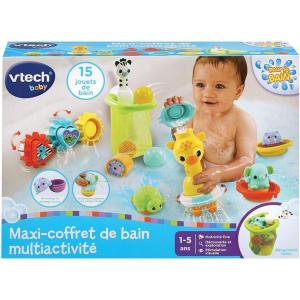 VTech – Maxi-Coffret de Bain Multi Activité, 15 Jouets de Bain Bébé, Animaux, Bateaux, 3 Formes, 3 Balles, Filet de Rangement, Cadeau Enfant Garçon et Fille Dès 1 an – Contenu en Français