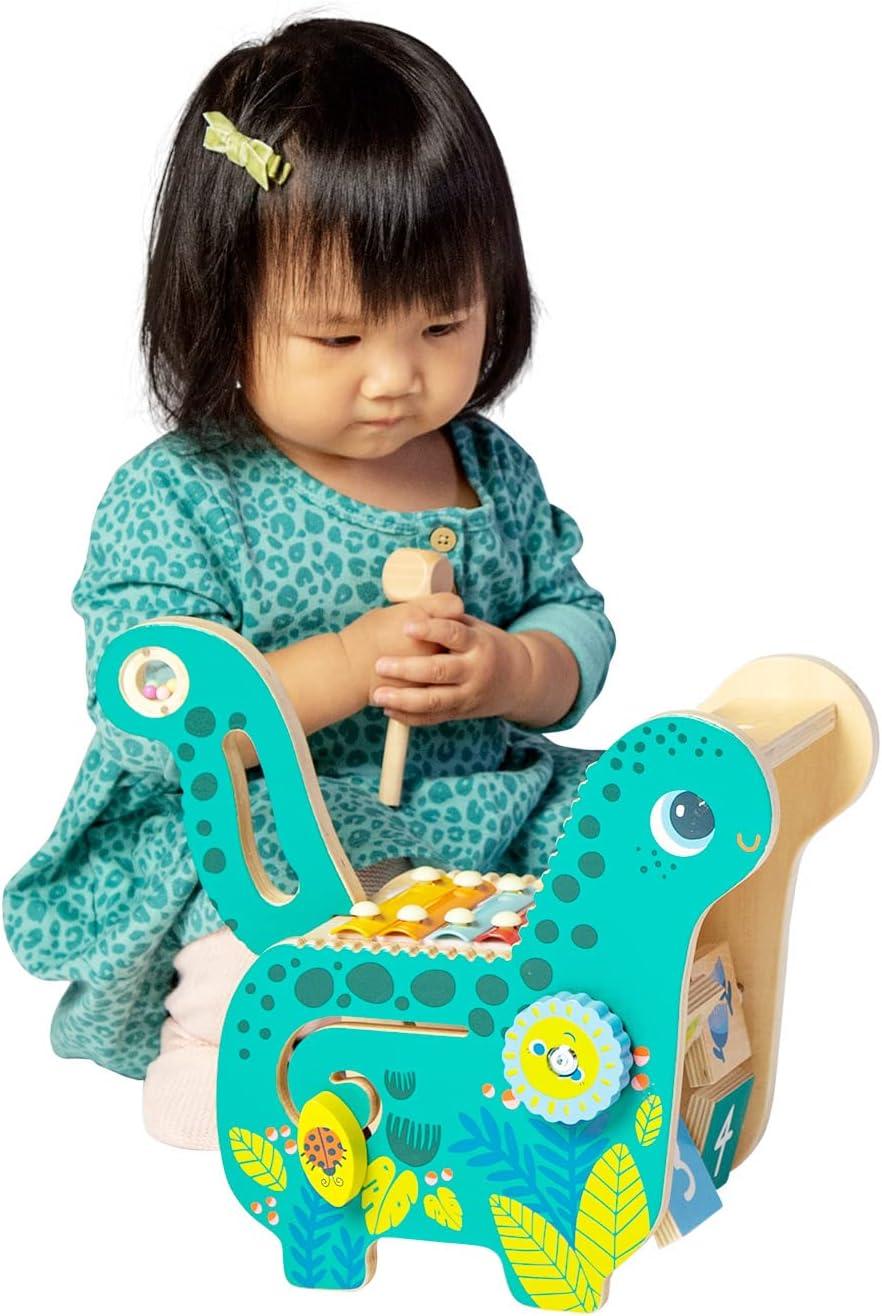 imageManhattanToy 217120 Instrument de Musique Llama en Bois avec Maraca Sacoche de Selle Clack Baguettes Toilette et Xylophone version anglaiseDinosaure