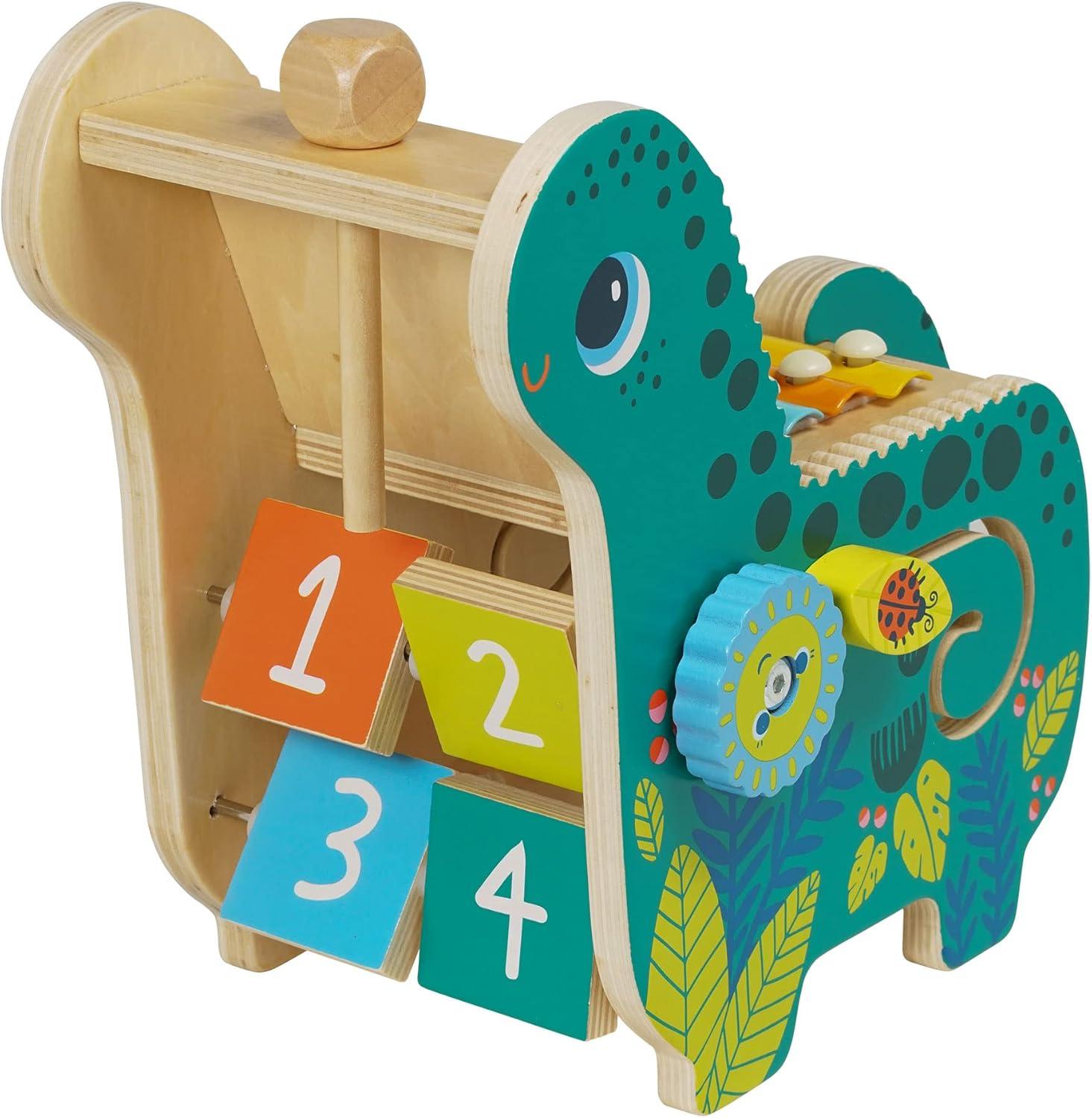imageManhattanToy 217120 Instrument de Musique Llama en Bois avec Maraca Sacoche de Selle Clack Baguettes Toilette et Xylophone version anglaiseDinosaure