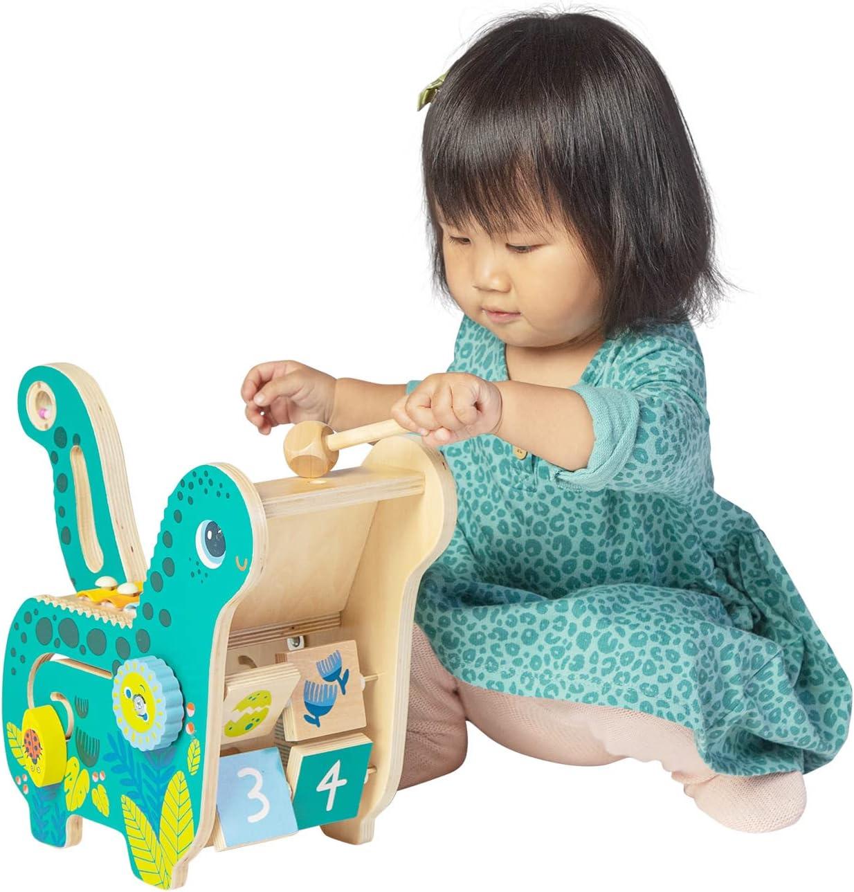 imageManhattanToy 217120 Instrument de Musique Llama en Bois avec Maraca Sacoche de Selle Clack Baguettes Toilette et Xylophone version anglaiseDinosaure