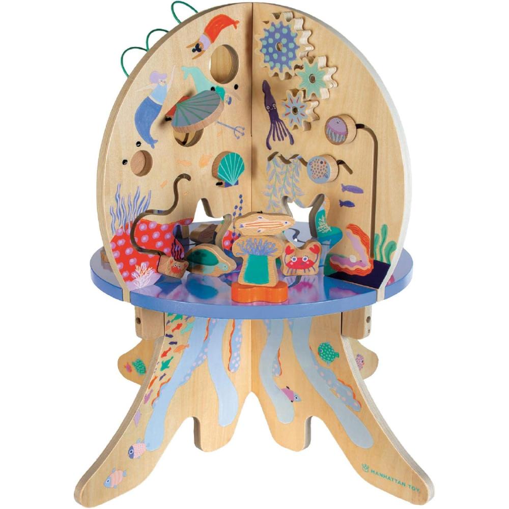 imageManhattan Toy Deep Sea Adventure Centre dactivits en Bois pour ToutPetits avec des palourdes claquantes des Engrenages rotatifs des Planeurs et des Pistes de Perles