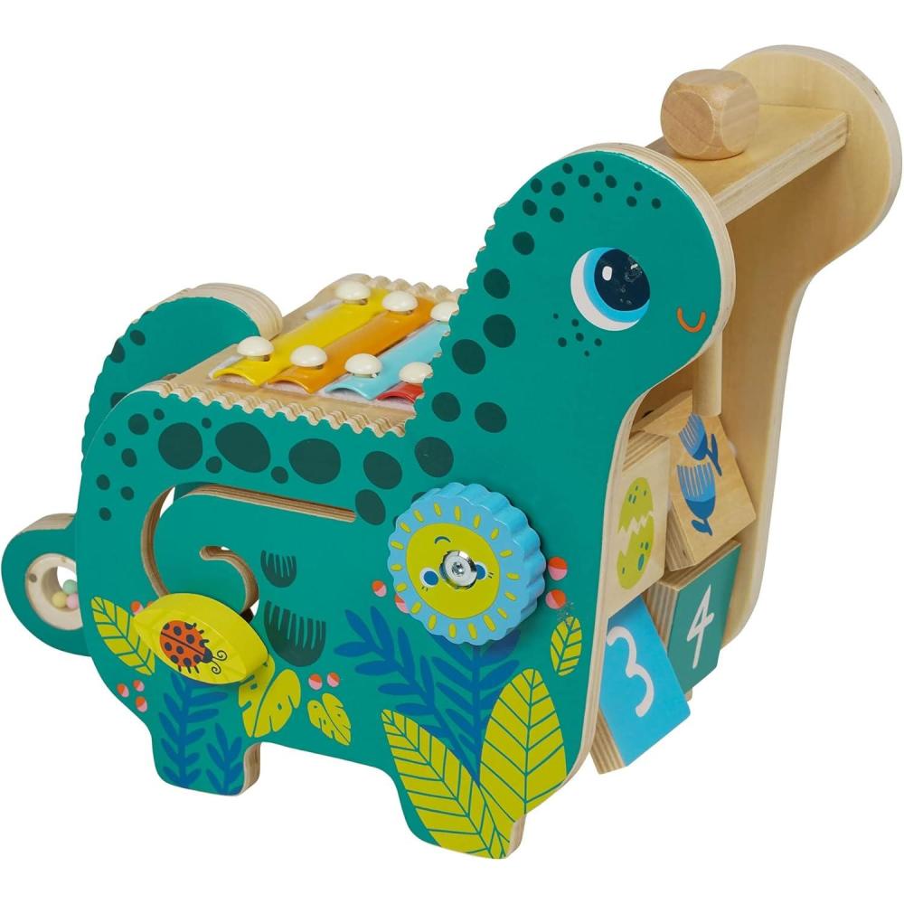 imageManhattanToy 217120 Instrument de Musique Llama en Bois avec Maraca Sacoche de Selle Clack Baguettes Toilette et Xylophone version anglaiseDinosaure