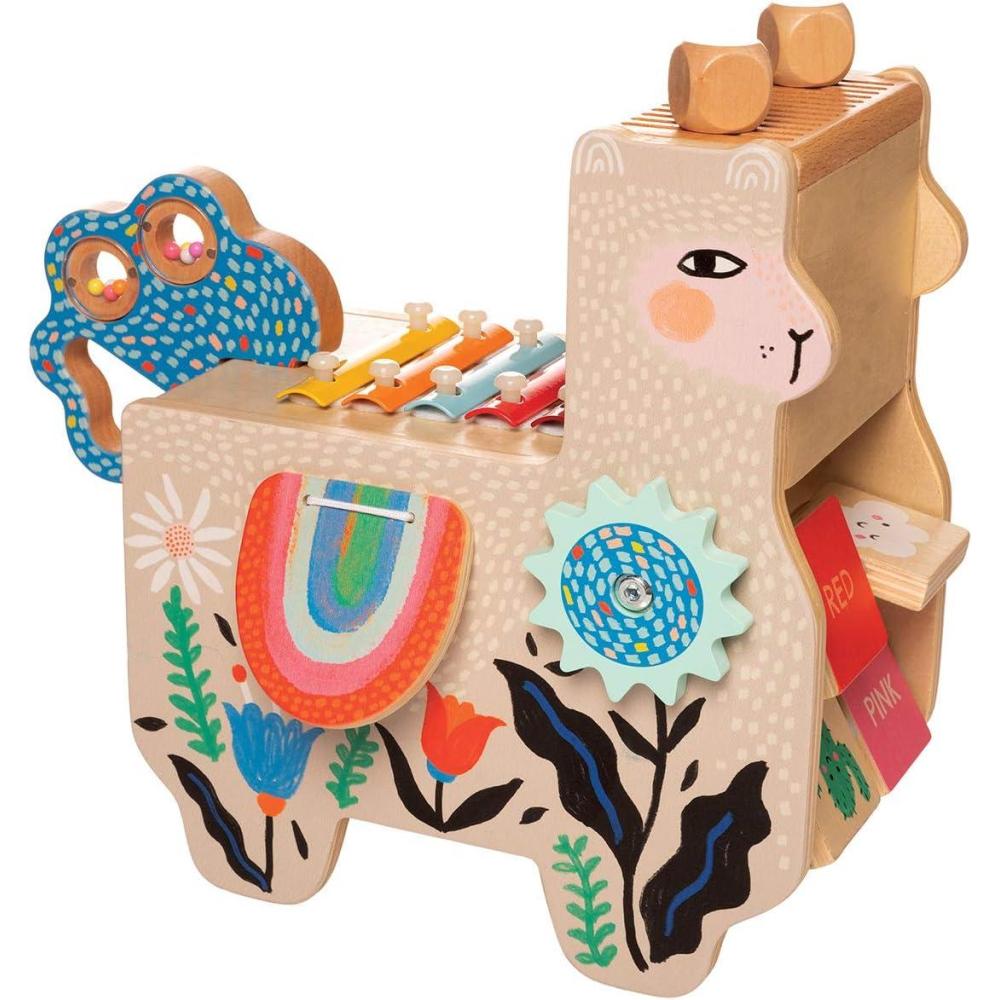 imageManhattanToy 217120 Instrument de Musique Llama en Bois avec Maraca Sacoche de Selle Clack Baguettes Toilette et Xylophone version anglaiseLama