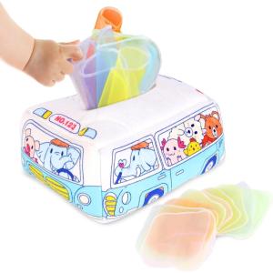 Jouet Montessori à Empiler et Tri pour Bébé et Enfant 3 Ans – Jouets d&rsquo;Activité et de Développement en Bois – Couleurs Pastel – Jeux Montessori Éducatifs pour Tout-Petits – Cadeau d&rsquo;Anniversaire(Tear resistant tissue box)