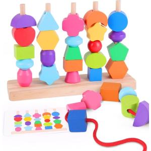 Jouet Montessori à Empiler et Tri pour Bébé et Enfant 3 Ans – Jouets d&rsquo;Activité et de Développement en Bois – Couleurs Pastel – Jeux Montessori Éducatifs pour Tout-Petits – Cadeau d&rsquo;Anniversaire(Color column)
