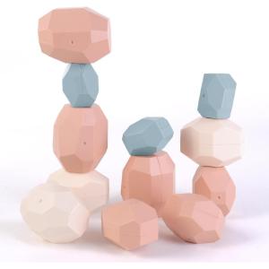 Jouet Montessori à Empiler et Tri pour Bébé et Enfant 3 Ans – Jouets d&rsquo;Activité et de Développement en Bois – Couleurs Pastel – Jeux Montessori Éducatifs pour Tout-Petits – Cadeau d&rsquo;Anniversaire(Stone balance stack)