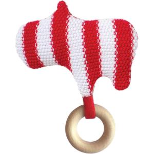 Manhattan Toy Hochet bébé en Maille avec Anneau de Dentition en Bois, 216340, Multicolore(Hippopotame)