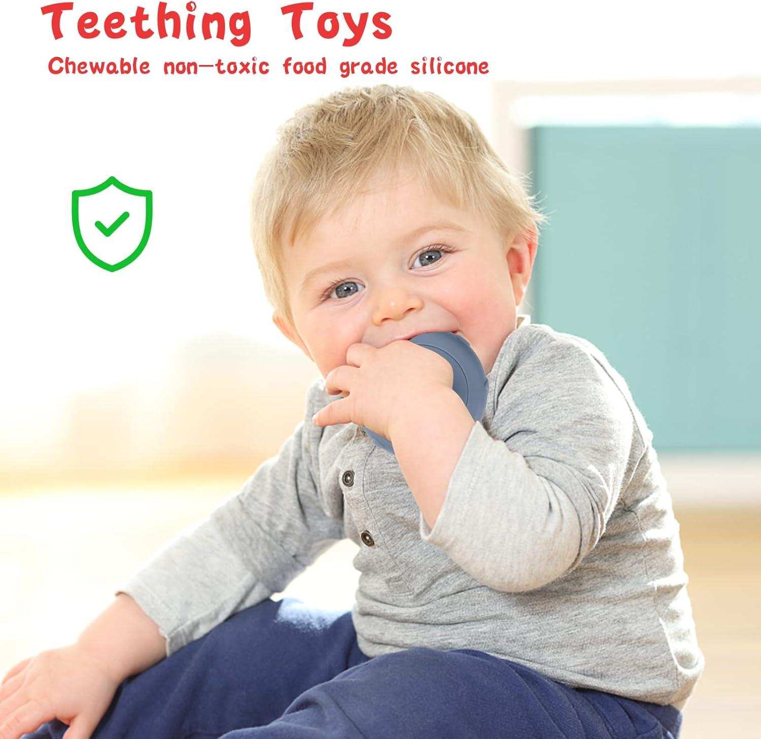 imageJoyPlus Jeux Montessori Bebe Eveil 6 Mois 7 Pices Jouets Empilables avec Anneaux Tour Souple Empilable Cube dactivit Bb Jouets Sensoriel Dentition pour Bb Jeux Educatif pour Bebe 6 Mois