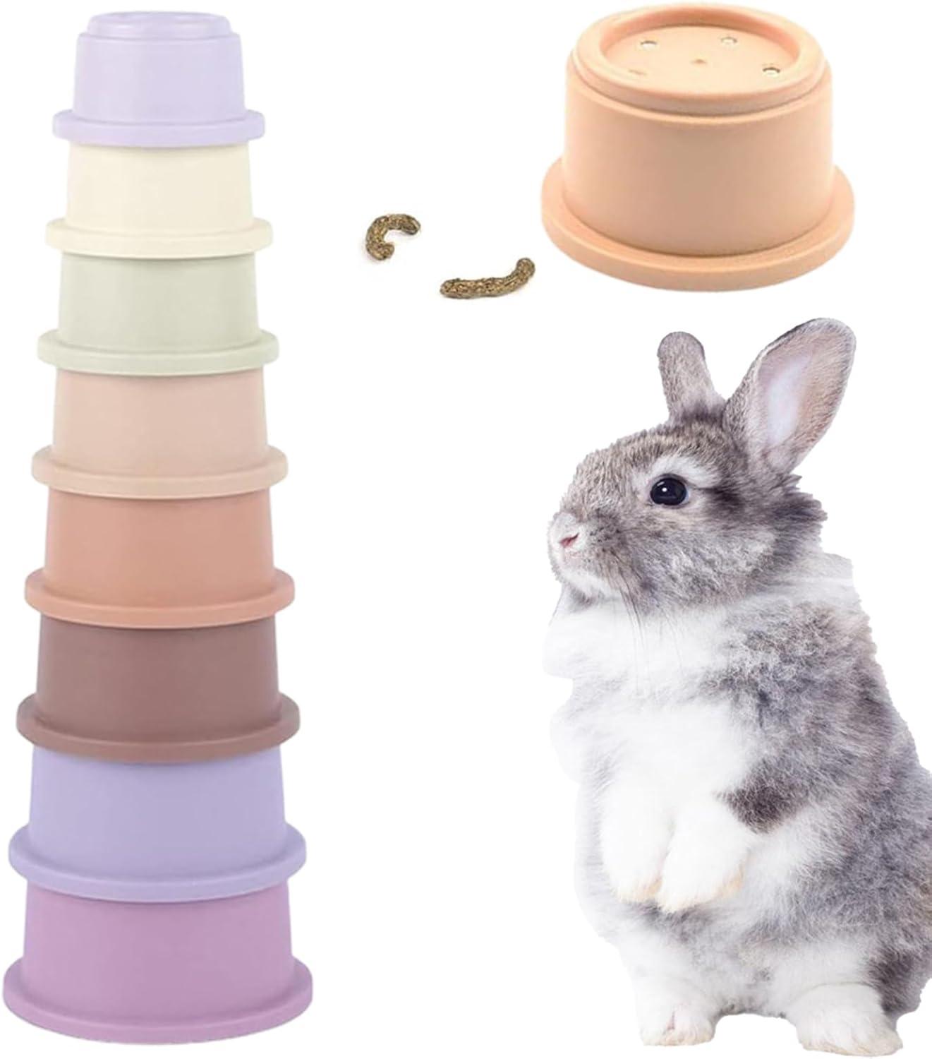 imageLot De 8 Tasses Empilables De Lapin Jouets De Lapin Empilables pour Cacher De La Nourriture Et Samuser Multicolore Jouet De Tasses NidificationConvient Aux Hamsters Lapins Cochons DInde
