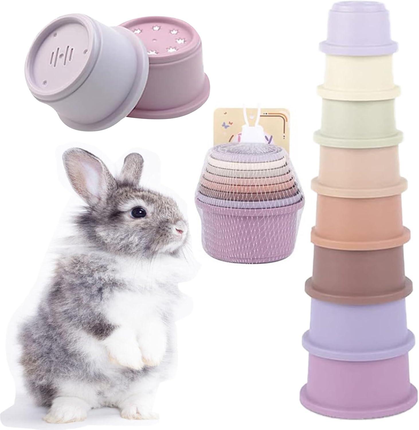 imageLot De 8 Tasses Empilables De Lapin Jouets De Lapin Empilables pour Cacher De La Nourriture Et Samuser Multicolore Jouet De Tasses NidificationConvient Aux Hamsters Lapins Cochons DInde