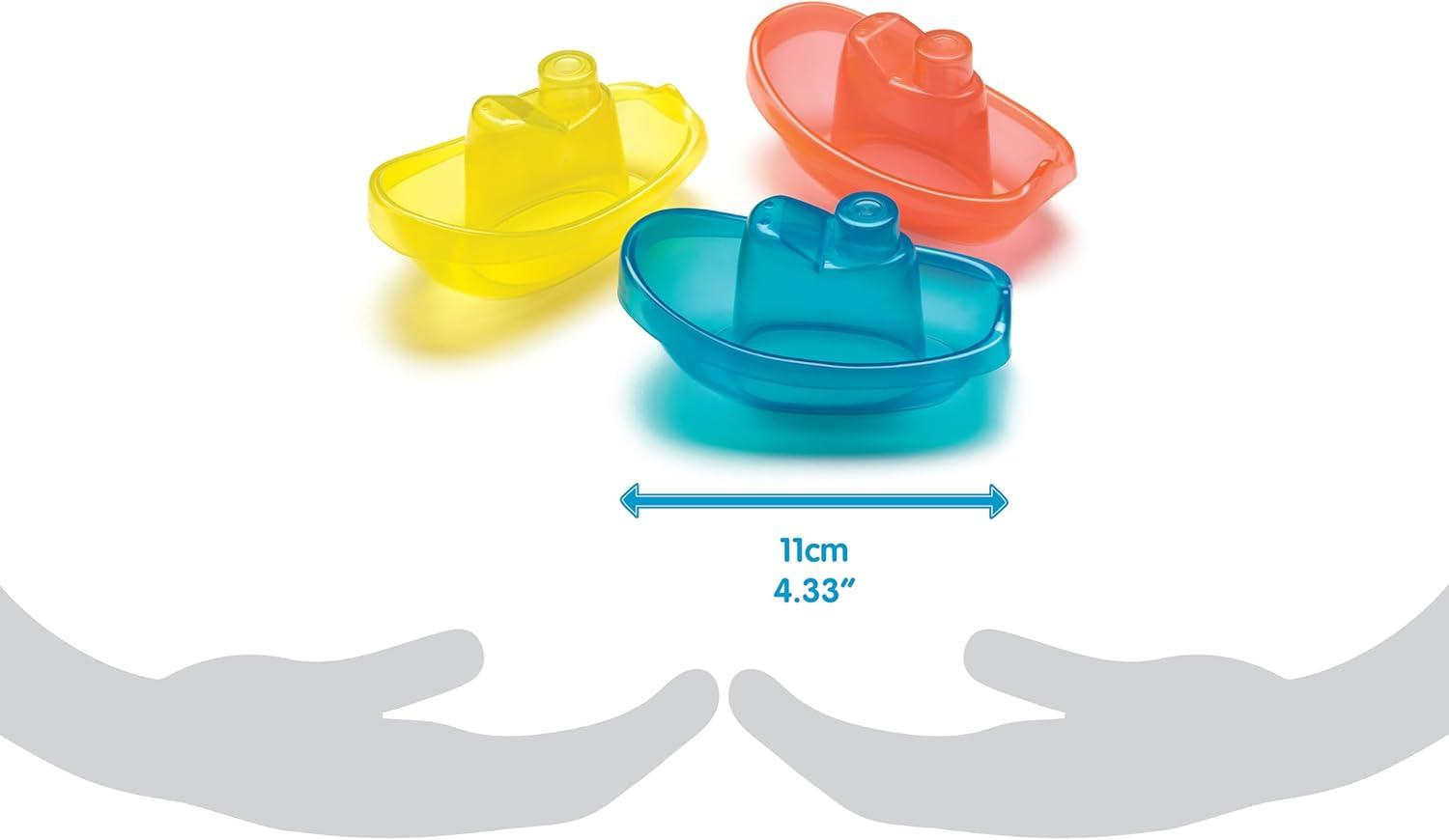 imagePlaygro Bateaux de Bain 3 Pices Sans BPA Ds 6 Mois Bright Baby Boats bleurougejaune 40146Bateau de bain