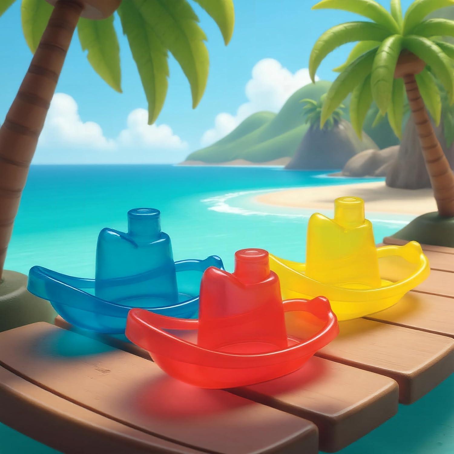 imagePlaygro Bateaux de Bain 3 Pices Sans BPA Ds 6 Mois Bright Baby Boats bleurougejaune 40146Bateau de bain