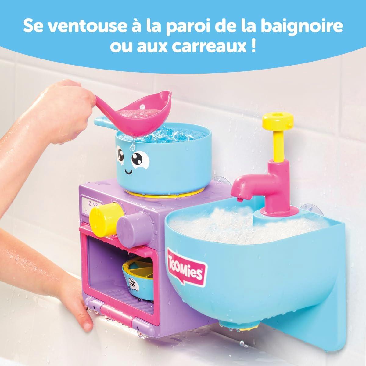 imageToomies Cuisine Bain pour Bb Et ToutPetits Jouet Bulles Ensemble 2 en 1 Jeu deau pour Enfants Adapt Aux Garons Et Filles De 18 Mois 4 Ans Multicolore 21 x 28 x 15 cmMa cuisine de Bain