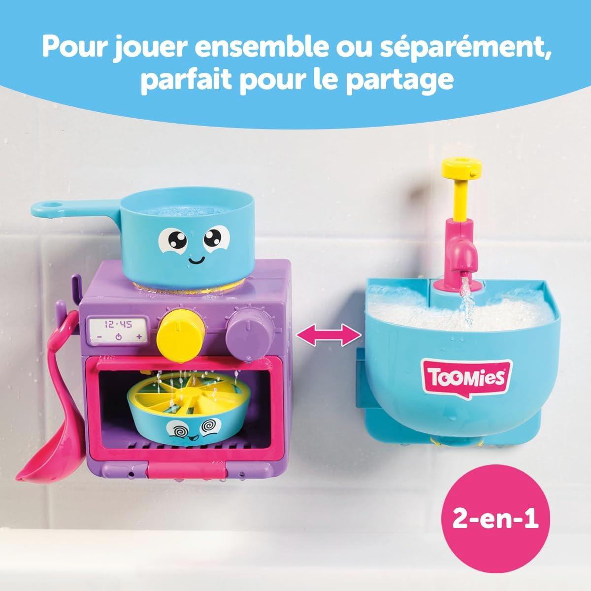 imageToomies Cuisine Bain pour Bb Et ToutPetits Jouet Bulles Ensemble 2 en 1 Jeu deau pour Enfants Adapt Aux Garons Et Filles De 18 Mois 4 Ans Multicolore 21 x 28 x 15 cmMa cuisine de Bain