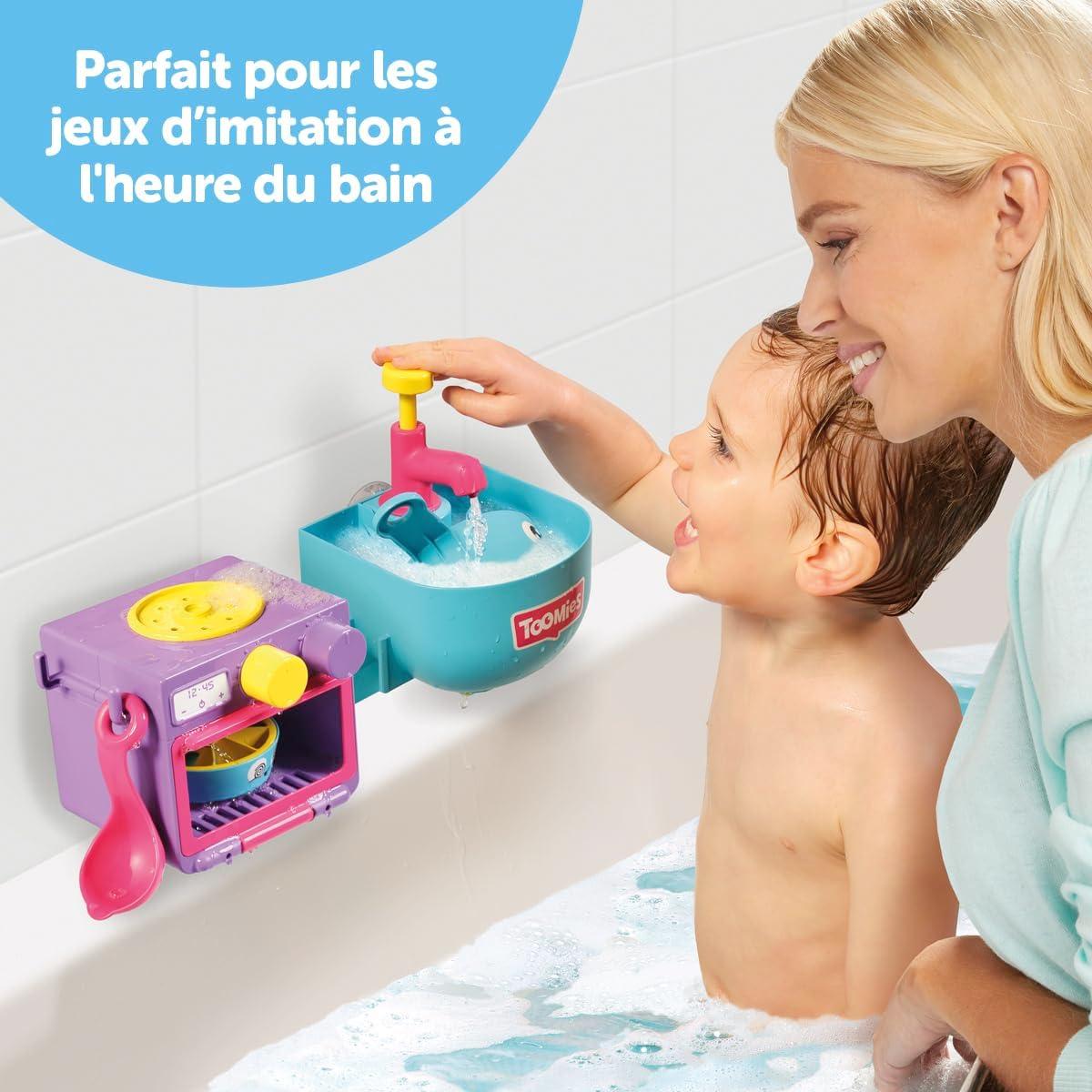 imageToomies Cuisine Bain pour Bb Et ToutPetits Jouet Bulles Ensemble 2 en 1 Jeu deau pour Enfants Adapt Aux Garons Et Filles De 18 Mois 4 Ans Multicolore 21 x 28 x 15 cmMa cuisine de Bain