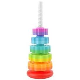 Grande Pyramide pour Bébé Jouet à Empiler 40 cm, Jouet Rotatif pour bébé Arc-en-Ciel empilable Tour d’empilage rotative Jouet Montessori sans BPA Anneaux de Couleurs à empiler