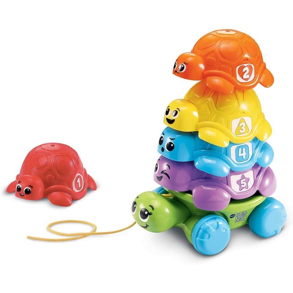 imageVTech Famille Empilo Tortue Tour Empiler Bb Pyramide Maman et Bbs Tortues Jouet Tirer Jeu de Motricit Fine Cadeau Bb Ds 1 an Contenu en Franais