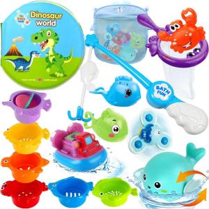 16 Pièce Jouets de Bain Bébé Set, Jouets de Bain pour Baignoire avec Sac à Ficelle, Jouet d&rsquo;Arroseur d&rsquo;eau Poisson, Jeu De Jouets De Pêche, Ouets Aquatiques pour Les Enfants de 1 2 3 4 Ans