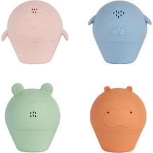 Badabulle Lot de 4 Jouets de Bain Aspergeurs en Silicone – Jouets pour Plage ou Plein Air – Dès la Naissance – Idéal Cadeau de naissance